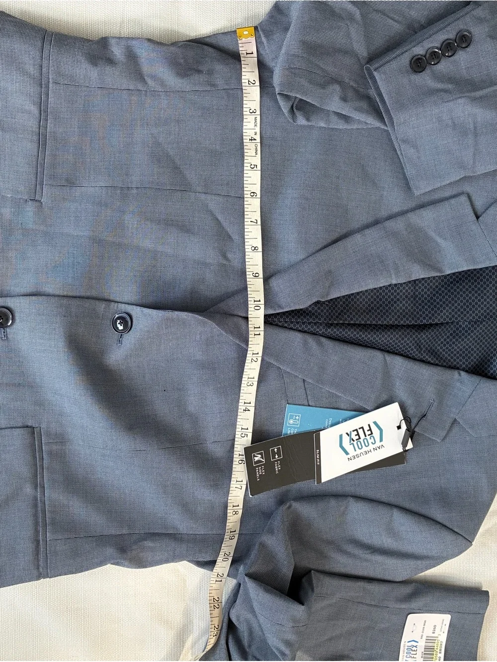 Van Heusen Cool Flex Slim Fit Blue Suit Jacket 40 Short Stretch WrinkleRes